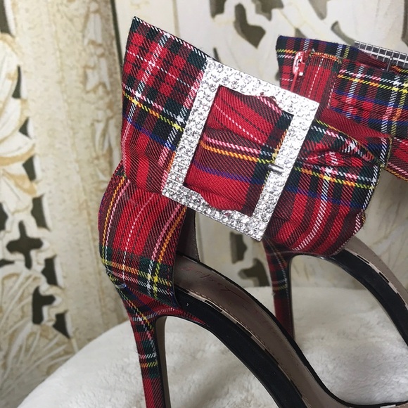Betsey Johnson Women's Red Plaid Heels - Picture 4 of 6